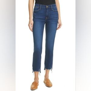 FRAME Denim Le High Chewed Hem Ankle Straight Jeans Dark Cobbert Rips Wash - 30*